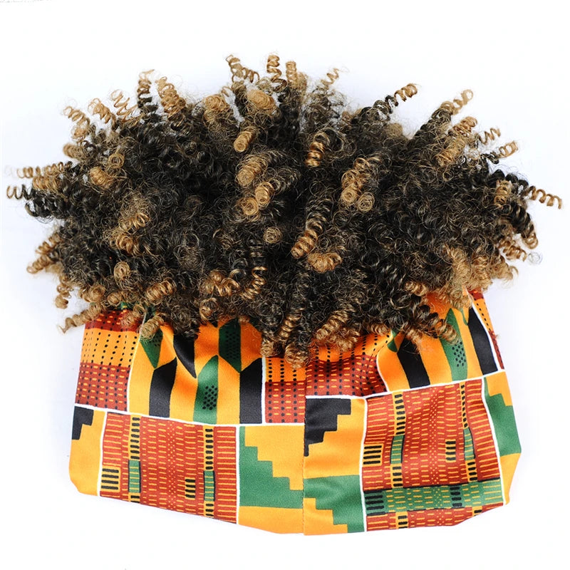 Synthetic Short Kinky Curly Headband Wigs - Various Colors Available