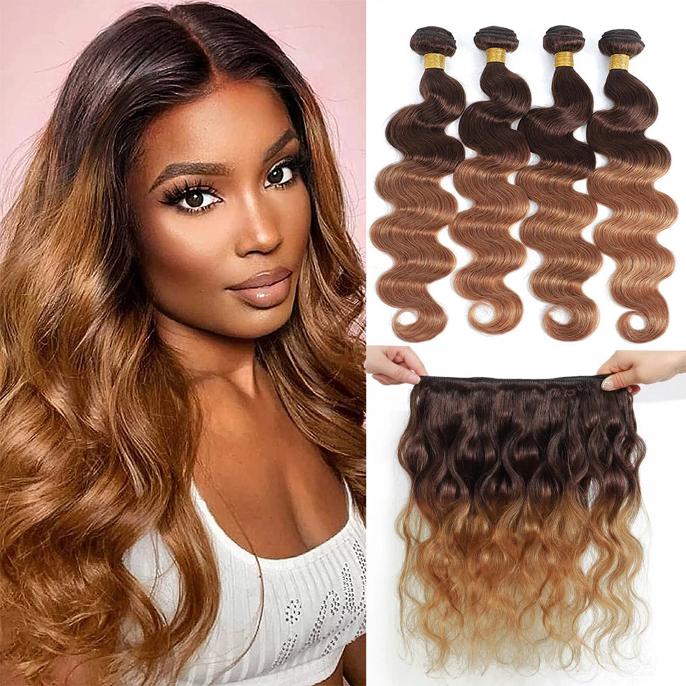 Body Wave Bundles Human Hair - Ombre Colored