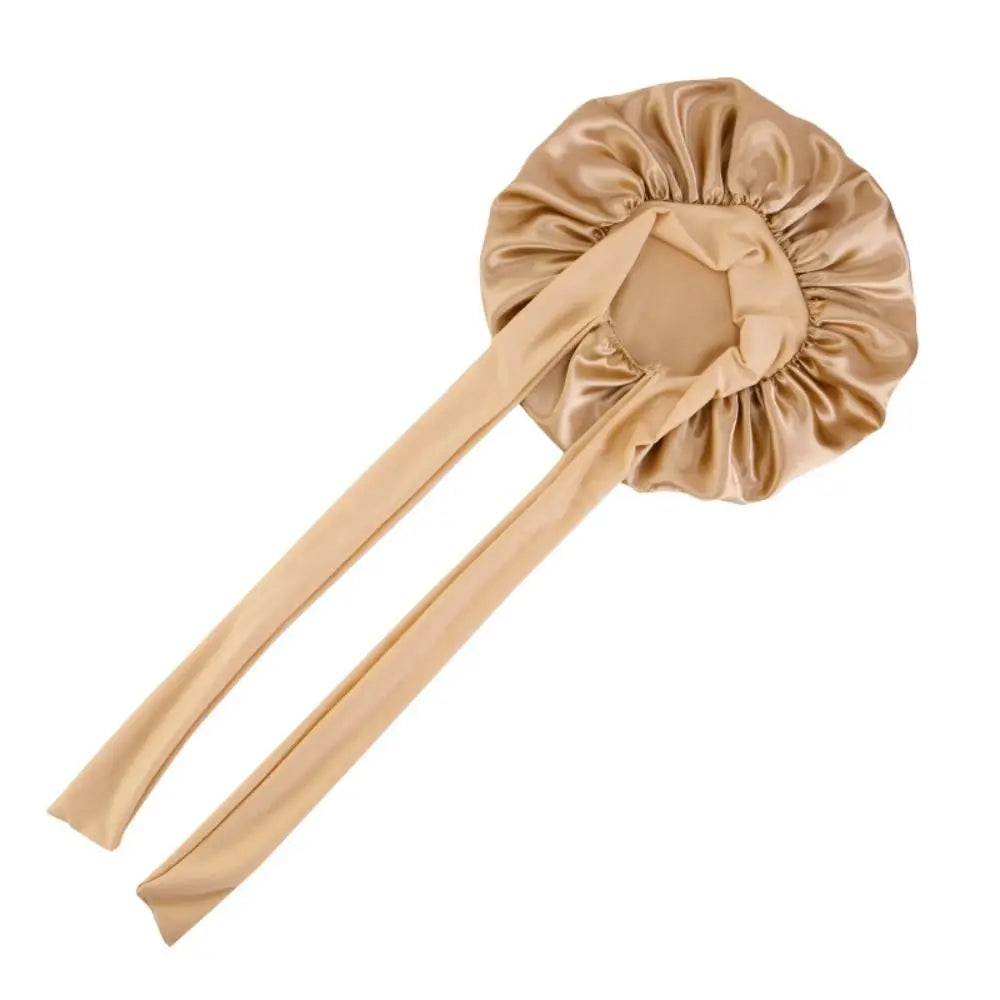 Silk Bonnet Sleeping Caps With Bow Headband