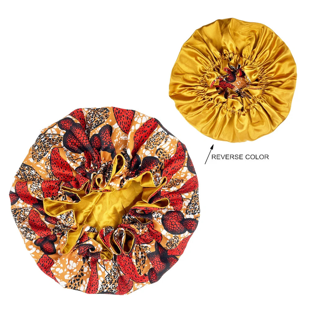 African Pattern Print Satin Bonnets
