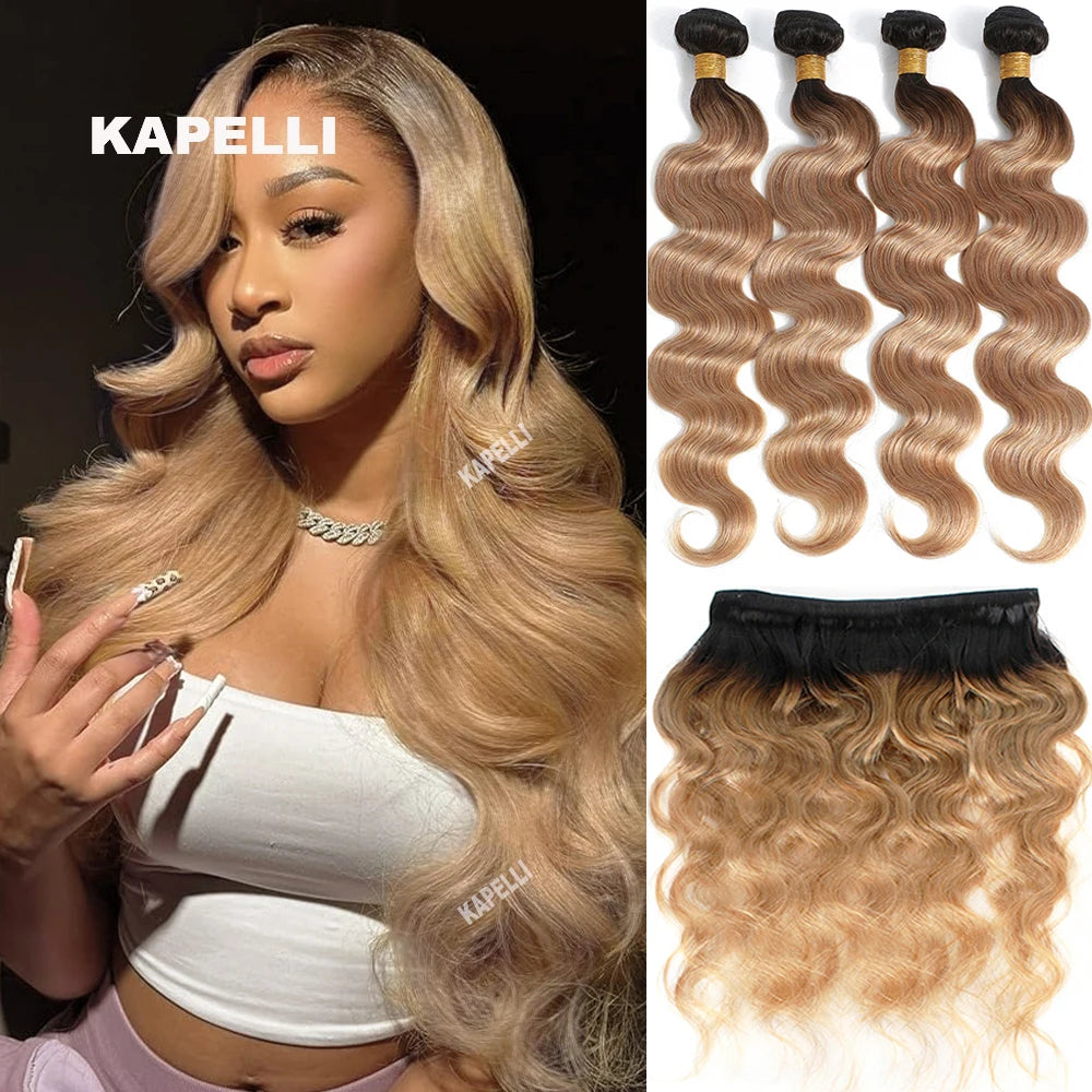 Ombre Blonde Body Wave Bundles - Brazilian Remy 100% Unprocessed Human Hair