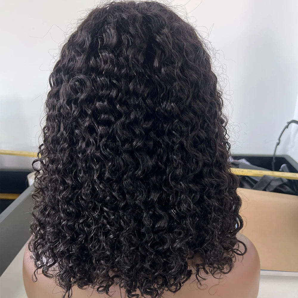 Short Bob Kinky Curly Transparent Frontal Wig With 4C Edges Lace
