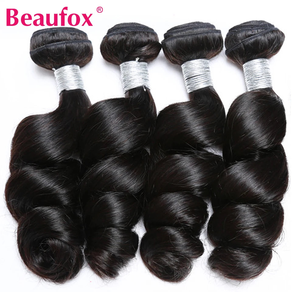 Loose Wave Human Hair Bundles With Lace Closure - Various Lengths