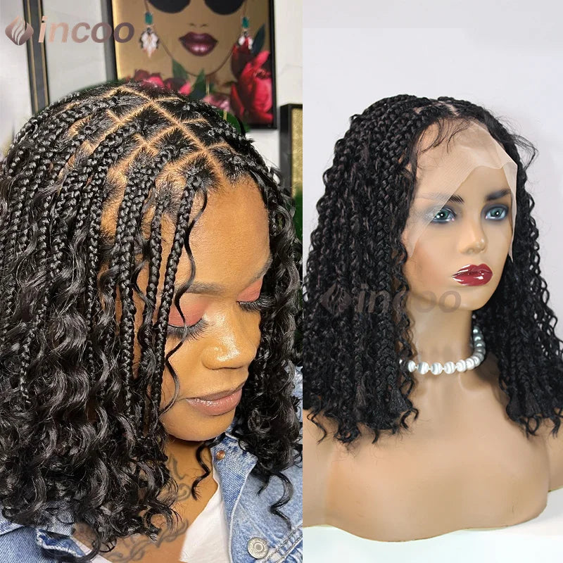 12" Short Bob Boho Goddess Braided Synthetic 360 Full Lace Front Synthetic Wig