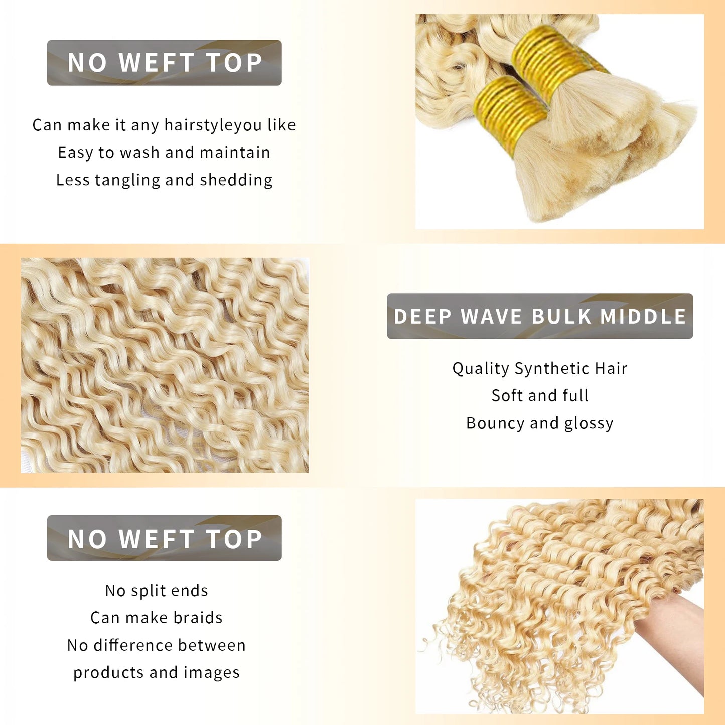613 Deep Wavy - Human Braiding Hair, No Weft (Used For Boho Braids)