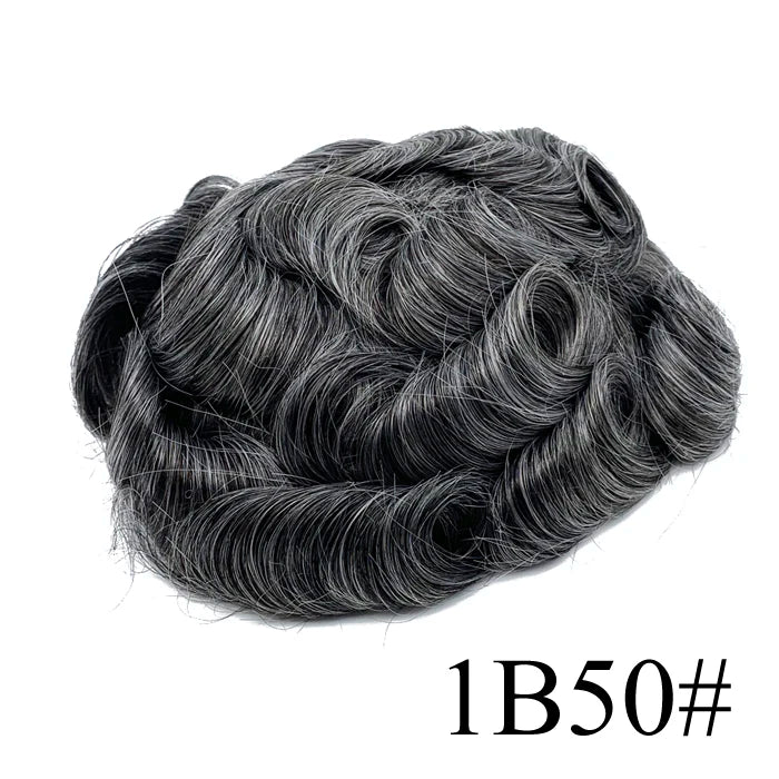0.08mm Thickness PU Poly Base Double Knotted Toupee Human Hair - Capillary Prothesis