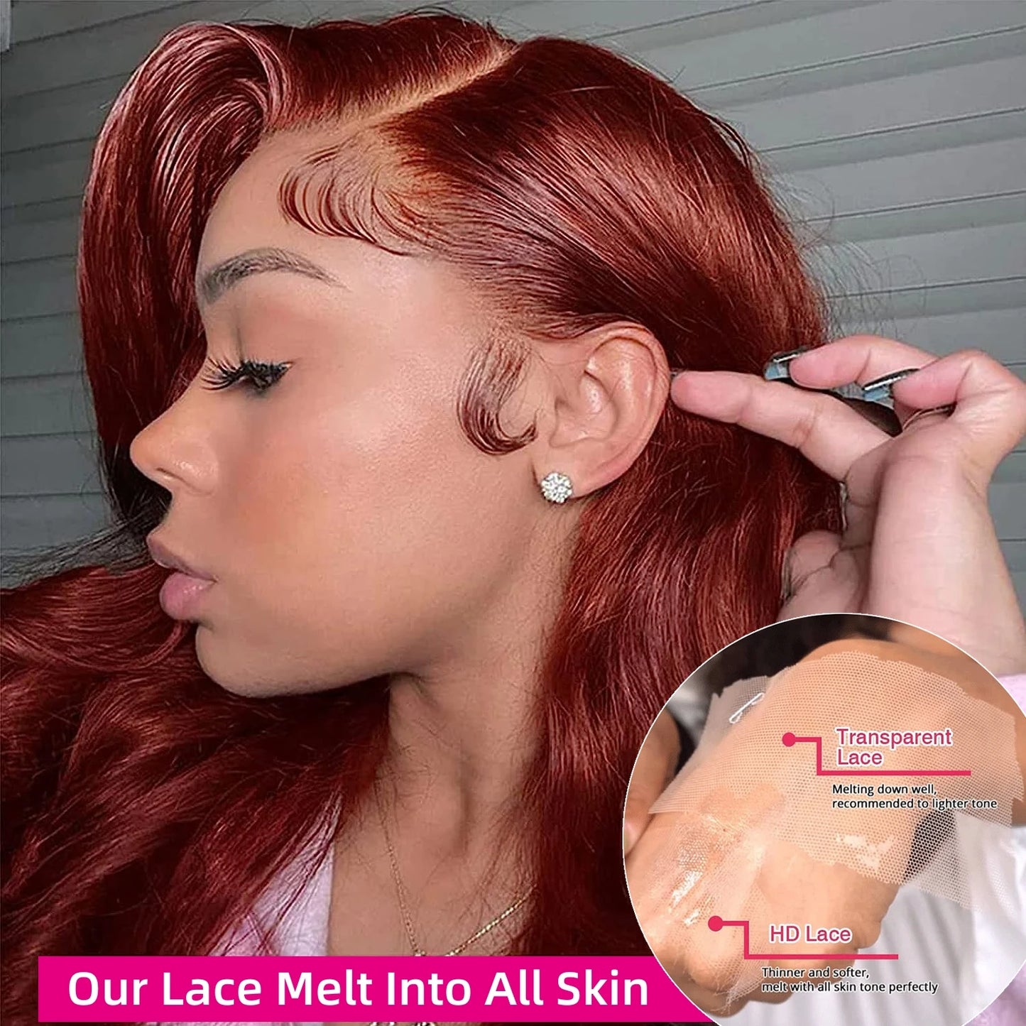 Reddish Brown Straight 13x6 Pre Plucked HD Lace Front Human Hair Wig