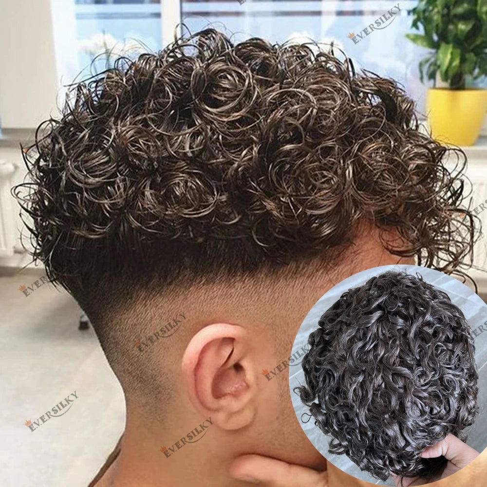 Full Skin Base 20mm Curly Human Hair- Durable Prosthesis System With Natural Frontline - Various Colors Available