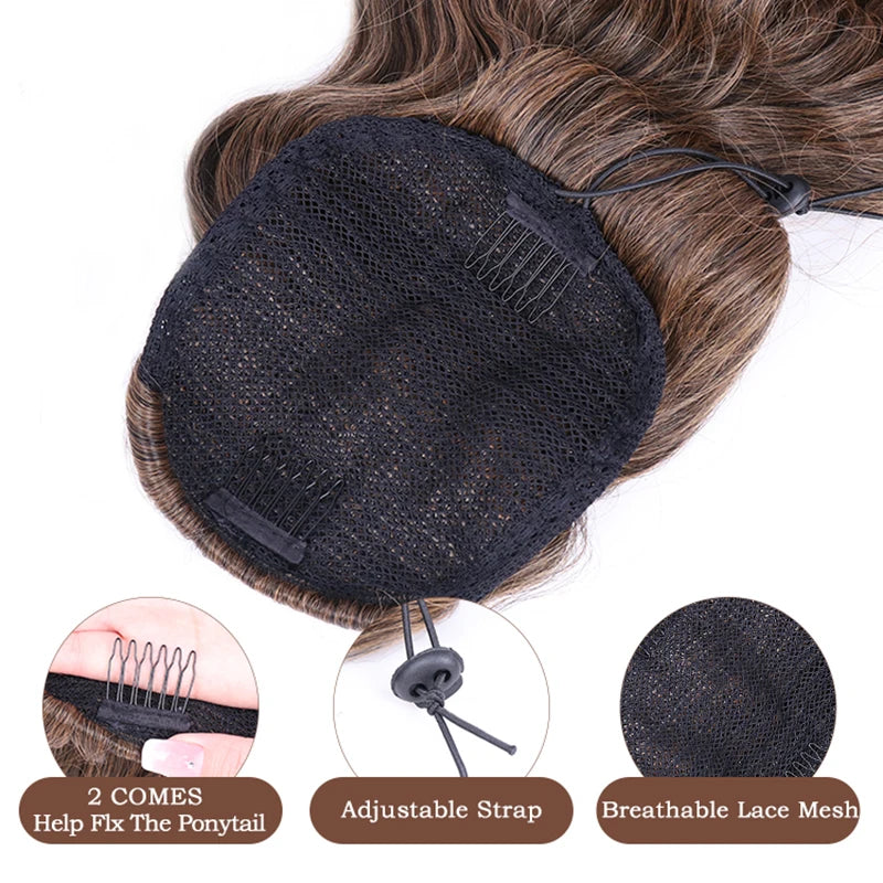 Long Synthetic Clip In Drawstring Ponytails - Various Options Available