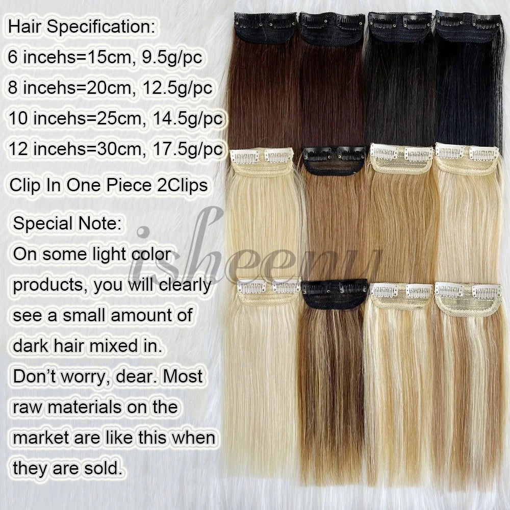 Real Remy Human Hair Clip-In Extensions - Short, Straight Hair Invisible Hairpin Adds Volume & Hides Thinning 10cm-30cm