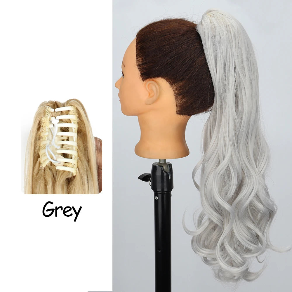 Synthetic 24" Long Wavy Claw Clip On Ponytail