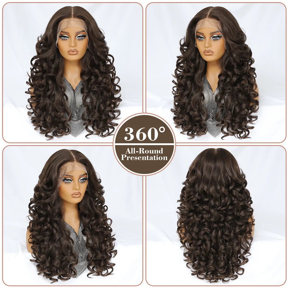 Curly Pre-Plucked Baby Hair Synthetic Lace Front Wigs - Various Colors Available
