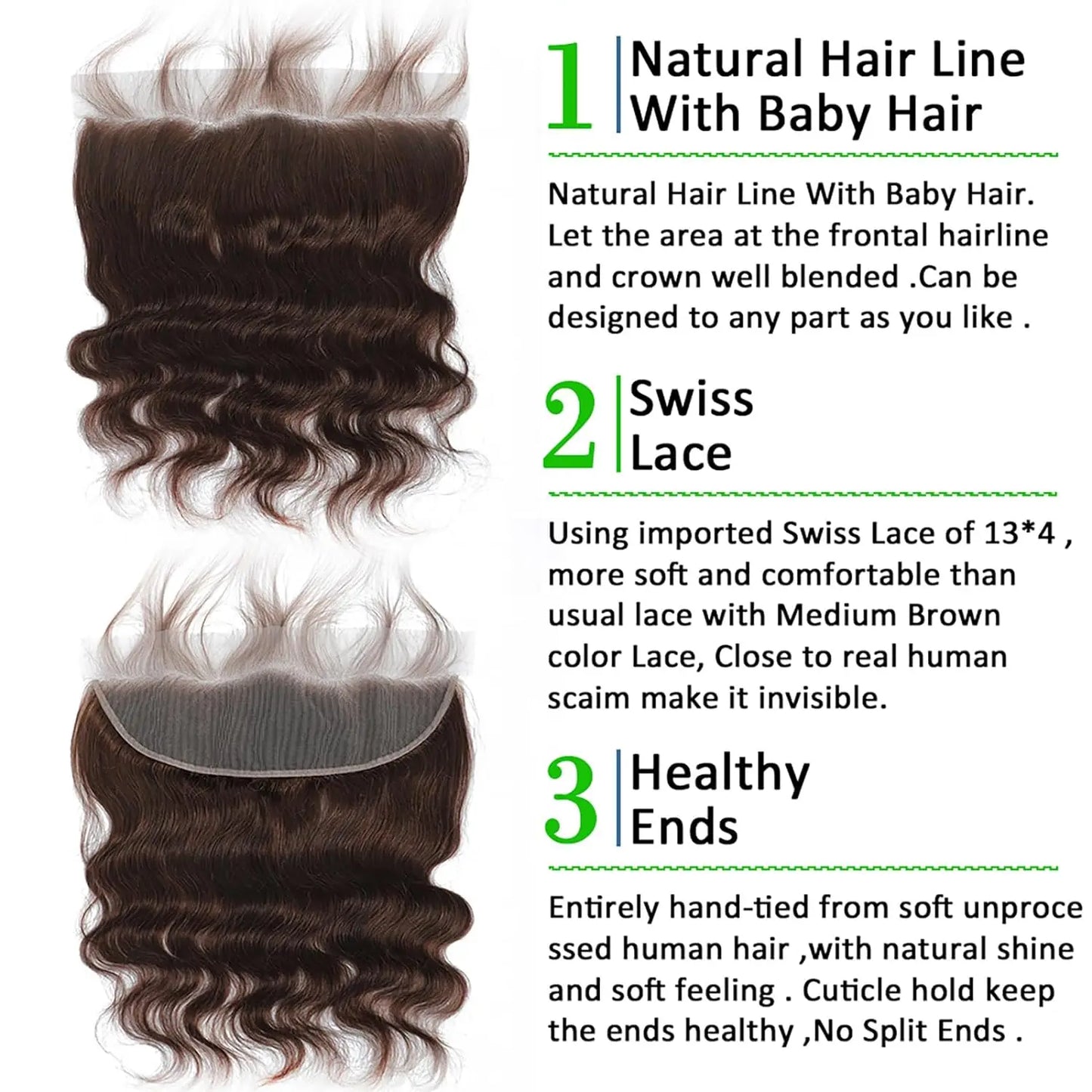 100% Remy Human Hair Transparent Lace Closure or Frontals - Various Options Available