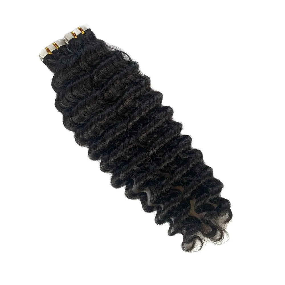 Brazilian Curly Deep Wave Invisible Human Hair Tape Ins