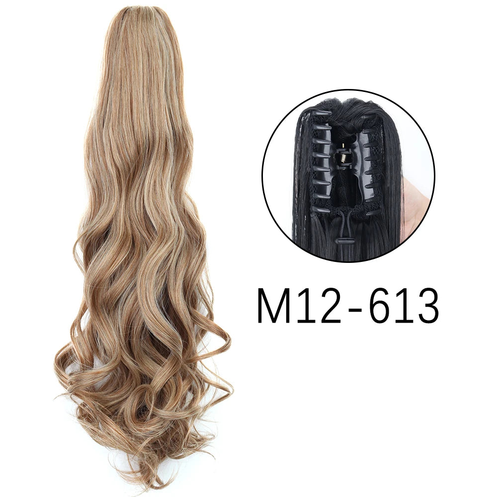 Synthetic Long Straight Claw Clip On 24Inch Ponytail