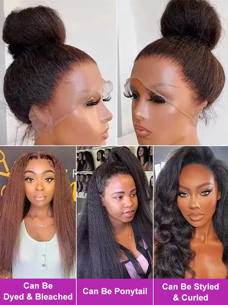 Kinky Yaki Straight - Pre Plucked HD Lace Front Human Hair Wig