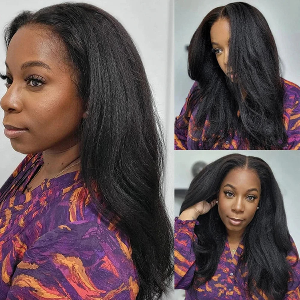 Kinky Yaki Straight - Pre Plucked HD Lace Front Human Hair Wig