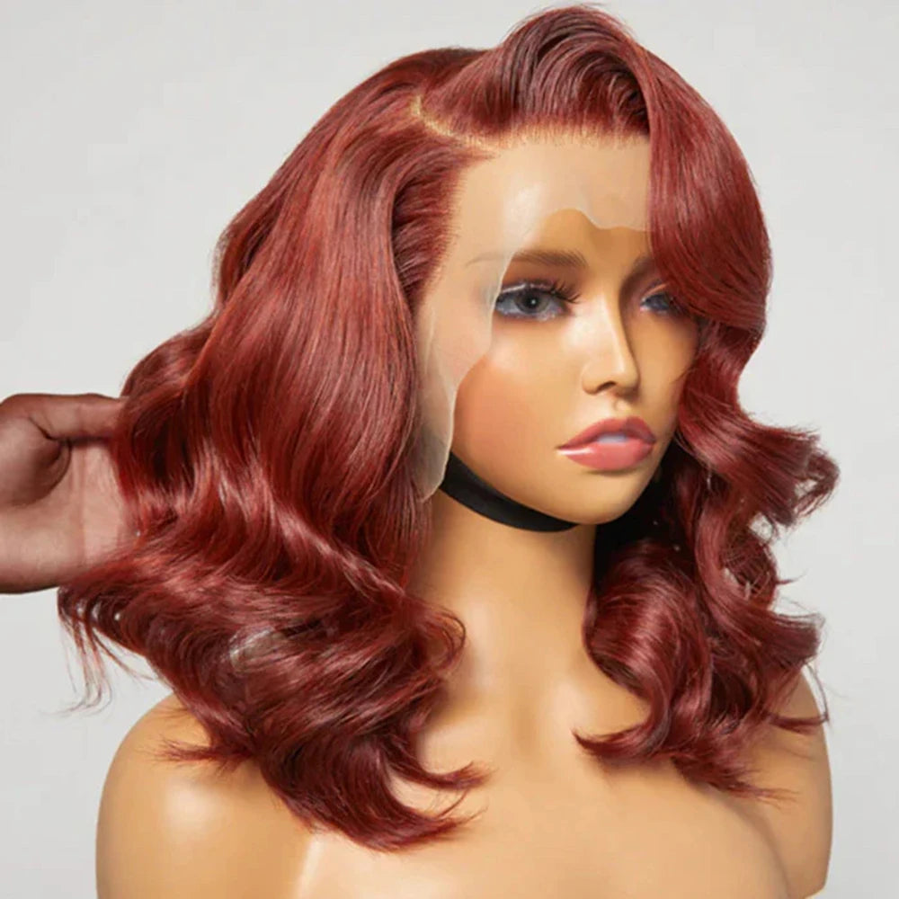 Short Body Wave Bob Lace Front Synthetic Wig With Side Part - Various Colors Available