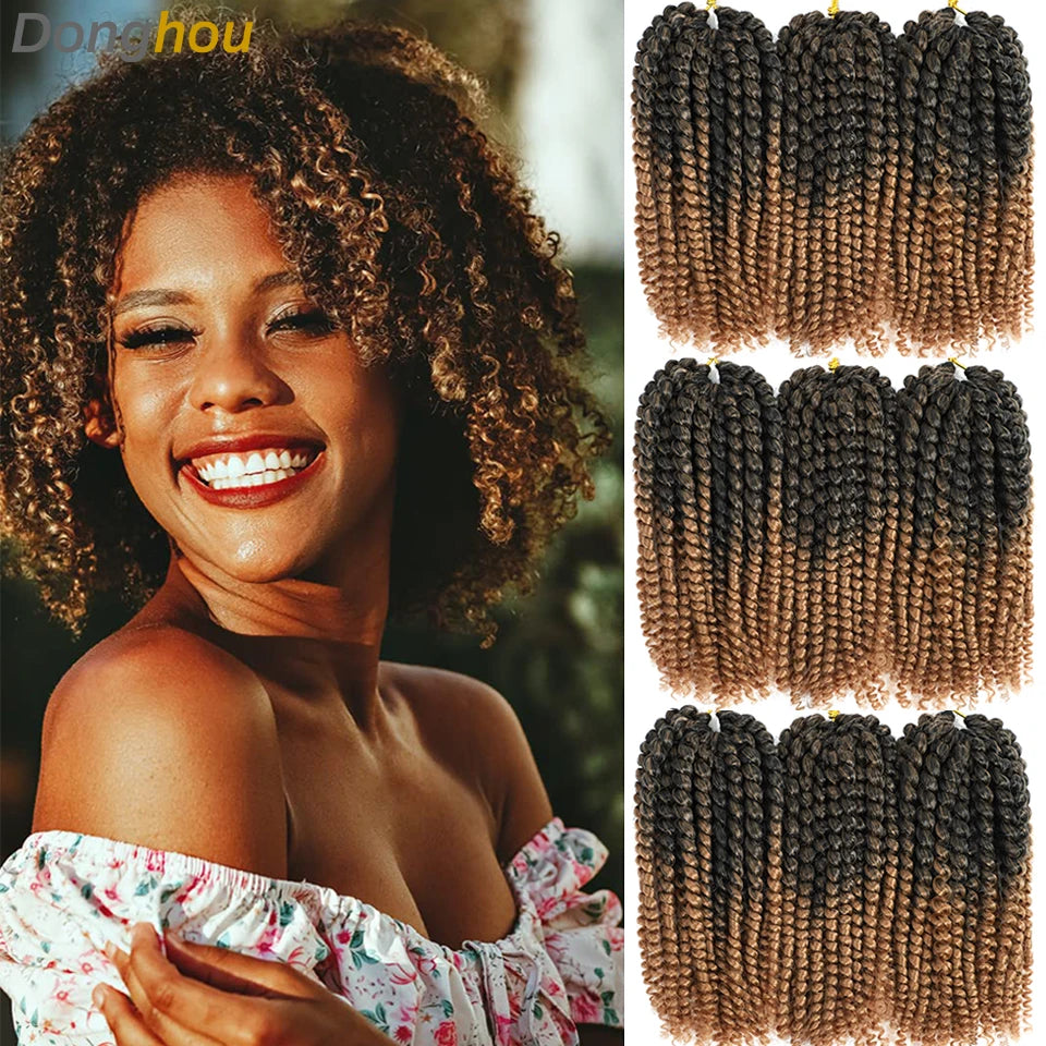 8 Inch Curly Passion Twist Synthetic Crochet Hair - Various Colors Available