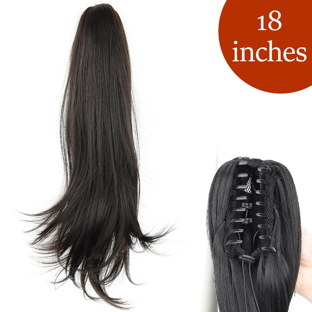 Synthetic Long Straight Claw Clip On 24Inch Ponytail