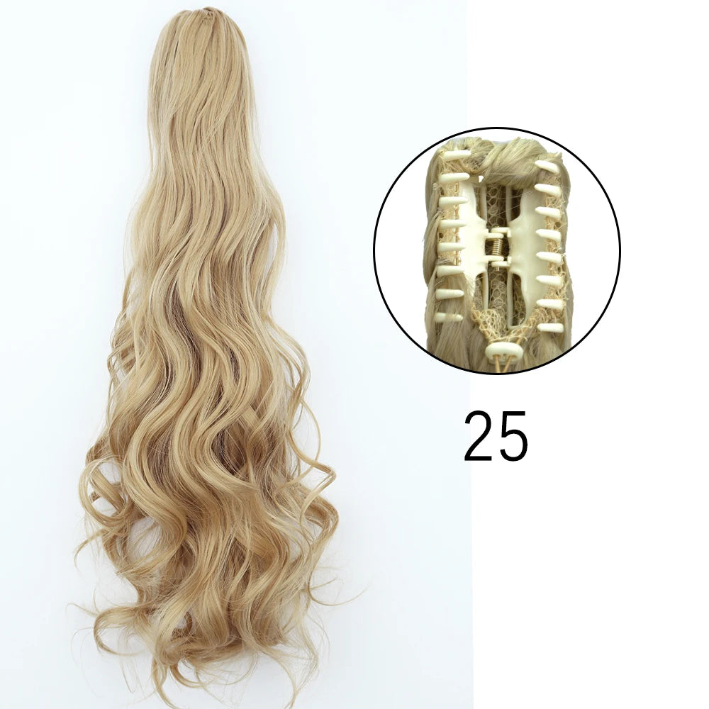 Synthetic Long Straight Claw Clip On 24Inch Ponytail