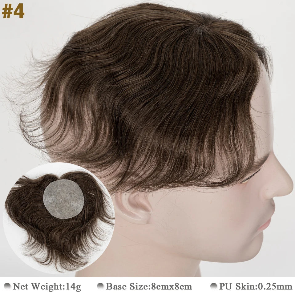 Side or Back Hair Patches Hairpiece for Men, Thin Skin, Toupee Patch, 8cm x 8cm - Various Options Available