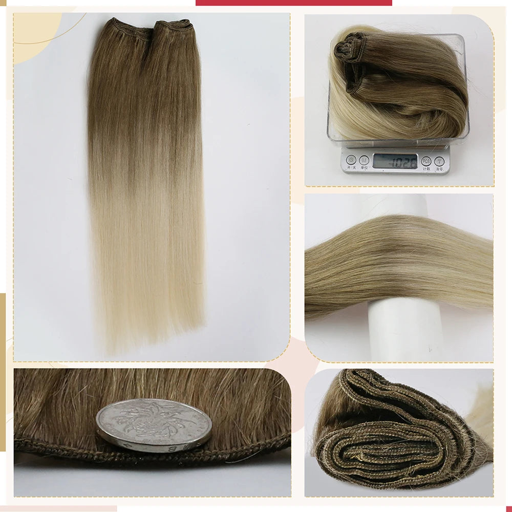 Straight Human Hair Bundles Weave Balayage Hair Pieces