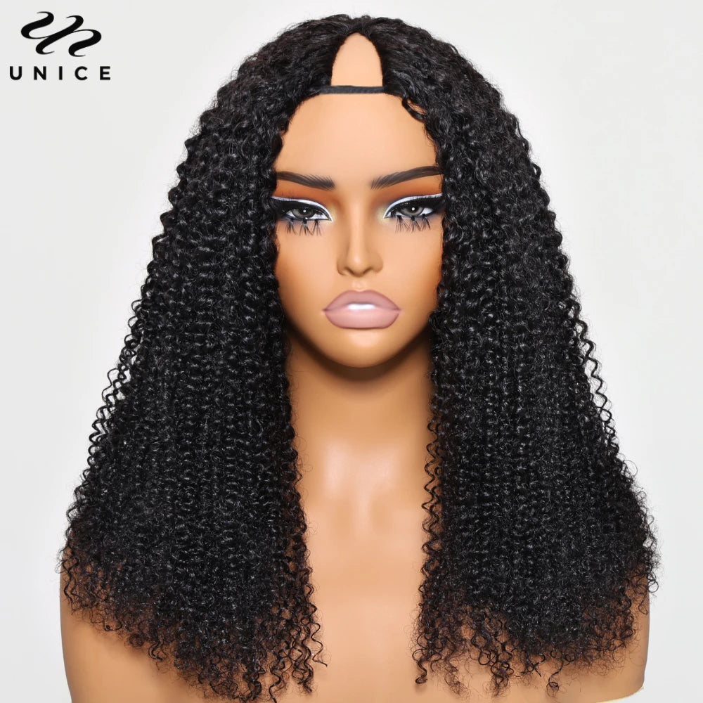Kinky Curly V Part 100% Human Hair Wig