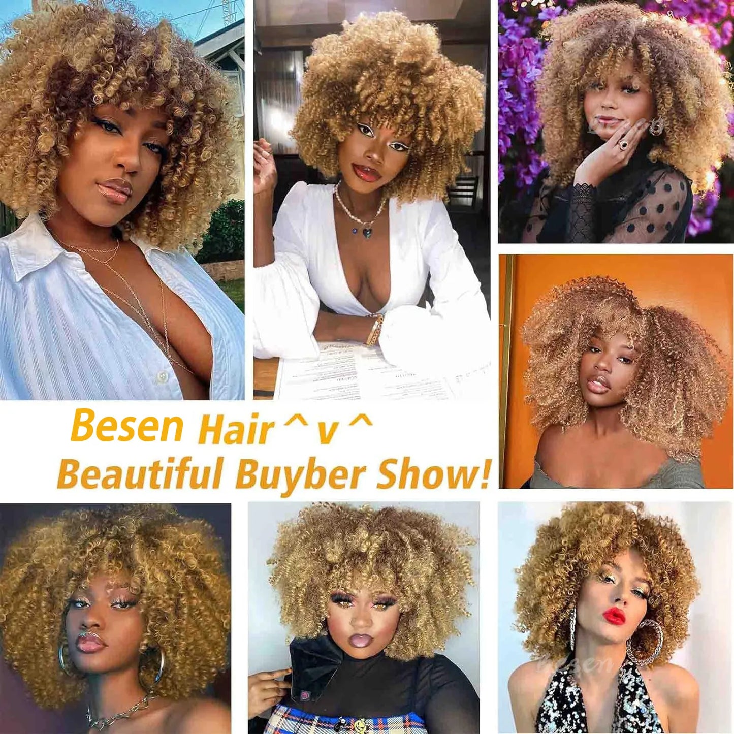 Synthetic Short Kinky Curly Wigs - Various Colors Available