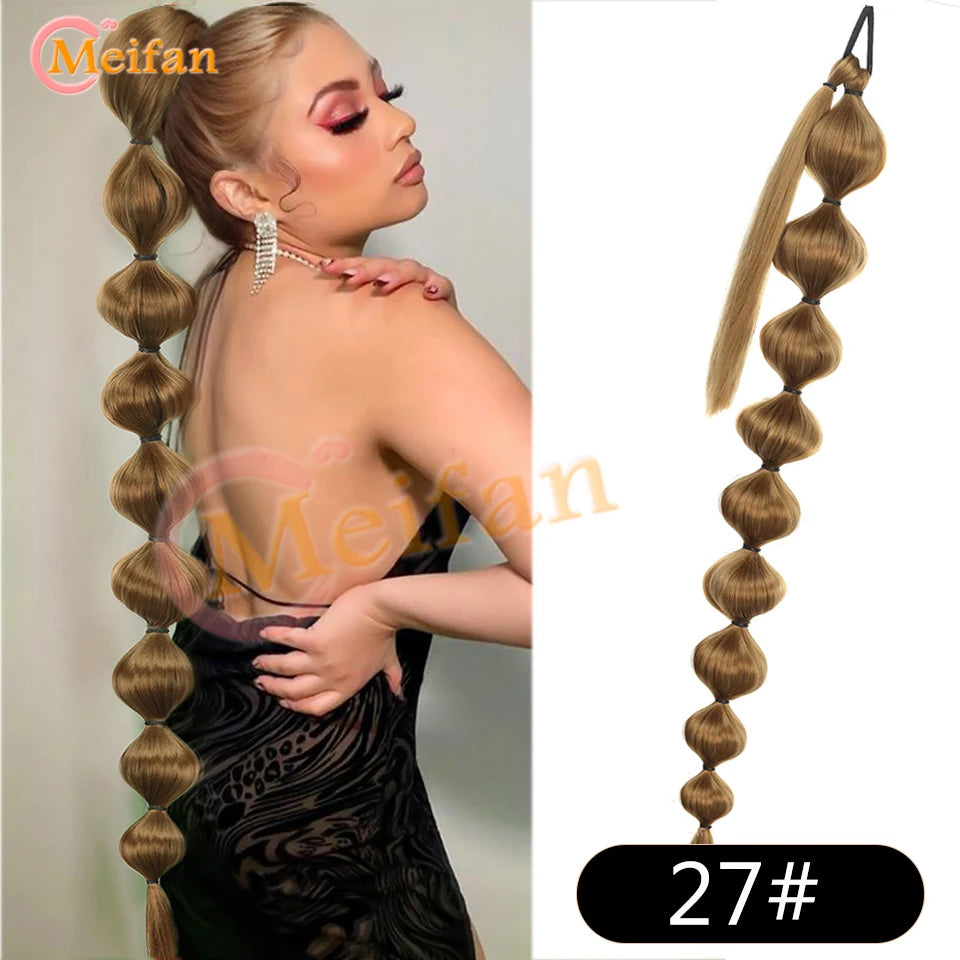 Synthetic Long Bubble Braid Wrap Around Ponytails