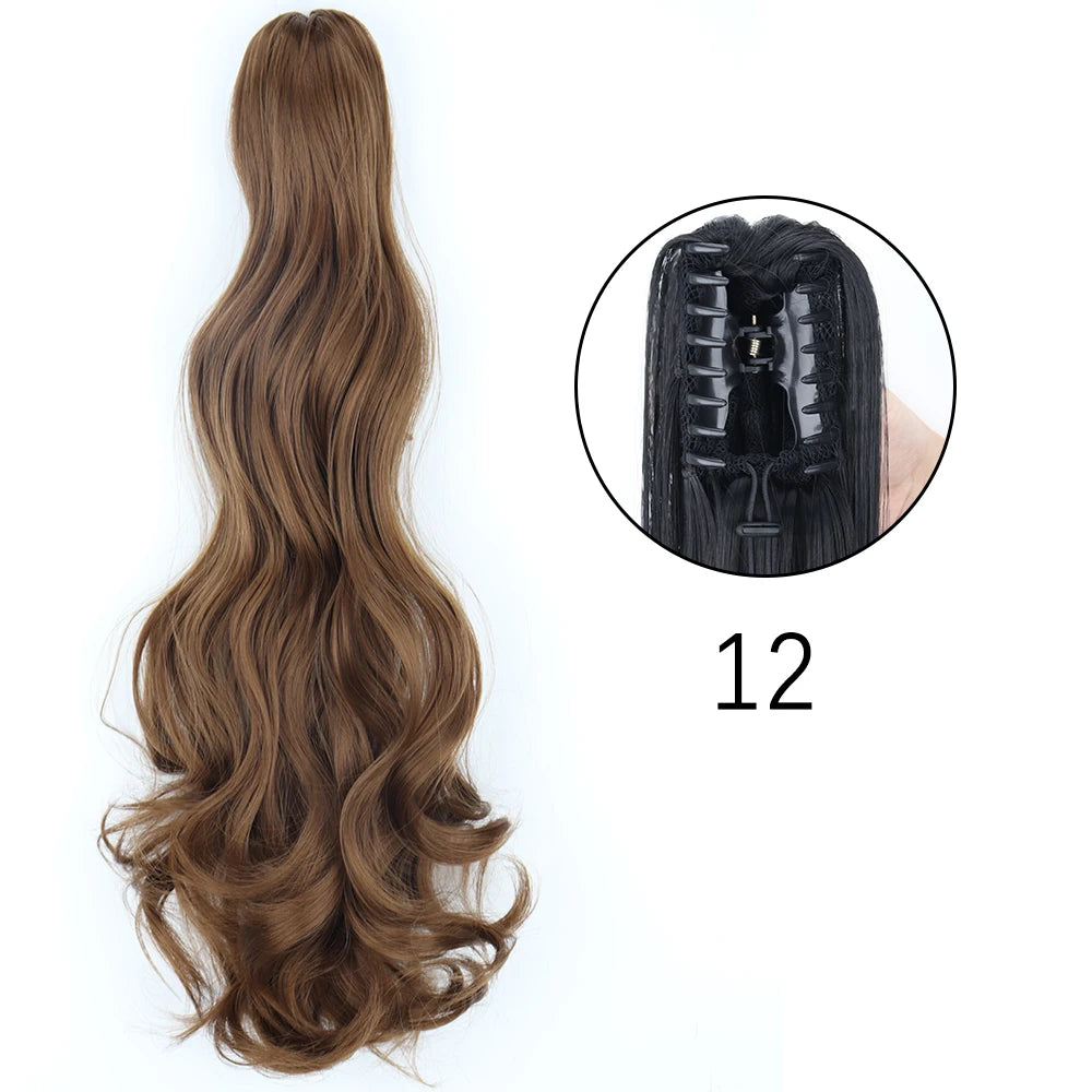 Synthetic Long Straight Claw Clip On 24Inch Ponytail