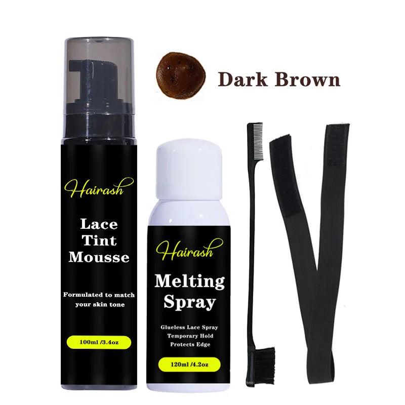 Wig Installation Kit Set includes : Melting Spray, Lace Tint Mousse, Wig Glue Waterproof  & Glue Remover