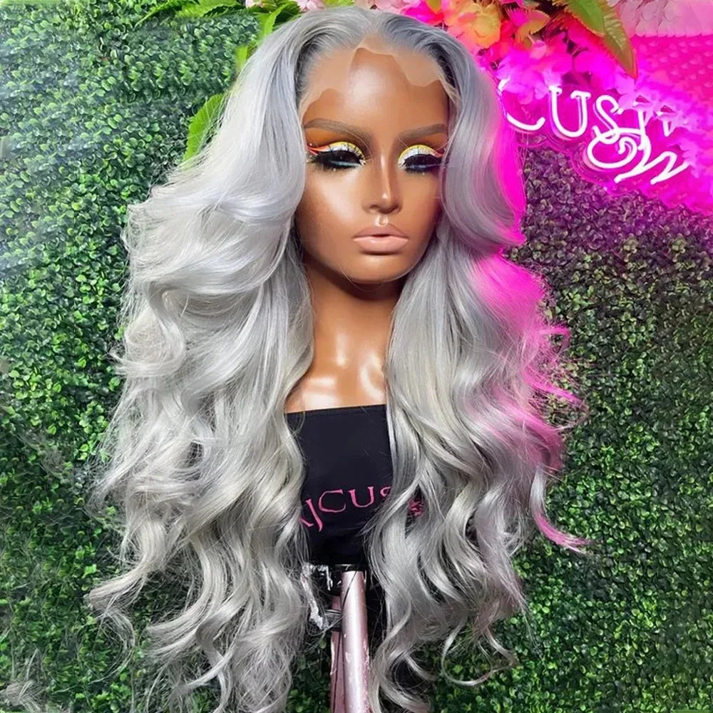 Raw Vietnamese Straight Silver Grey - HD Transparent Lace Frontal Human Hair Wig
