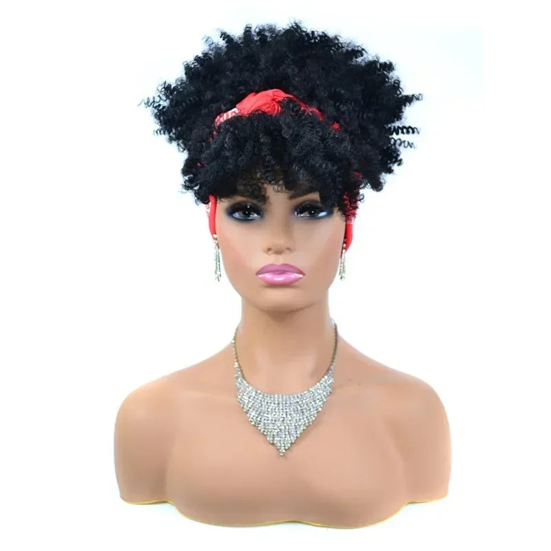 Synthetic Short Kinky Curly Headband Wigs - Various Colors Available