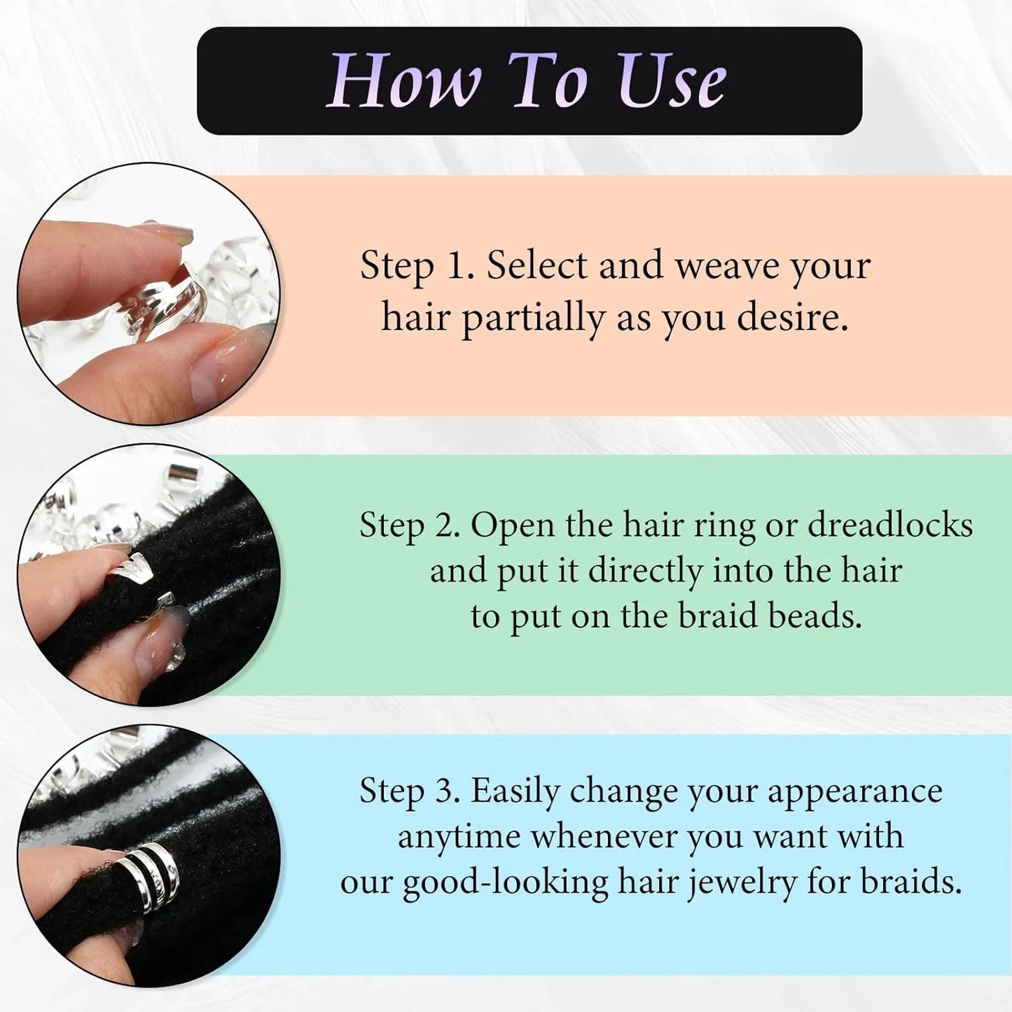 40PCS Gold and Silver Hair Cuffs Multi Style Rings Adjustable Hair Beads