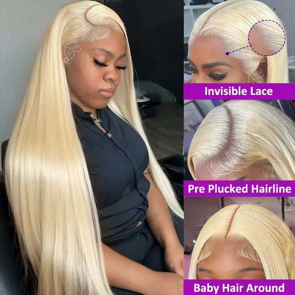 Straight Blonde HD Transparent Frontal Lace Human Hair Wig