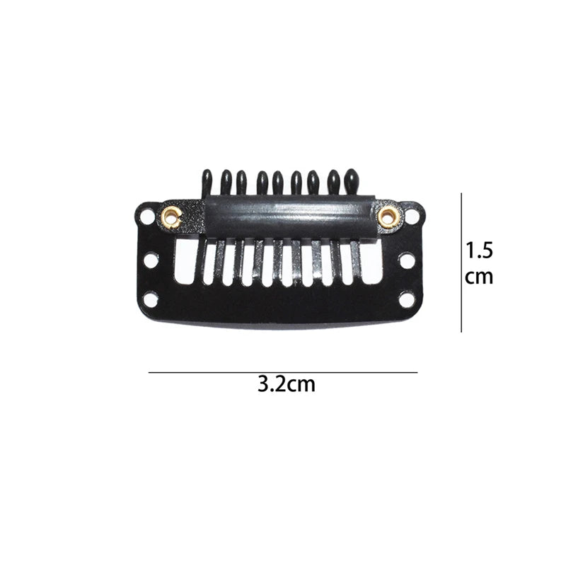 Small 24 Pcs 9-teeth Beige/Brown/Black Hair Clips for Extension Clip-Ins