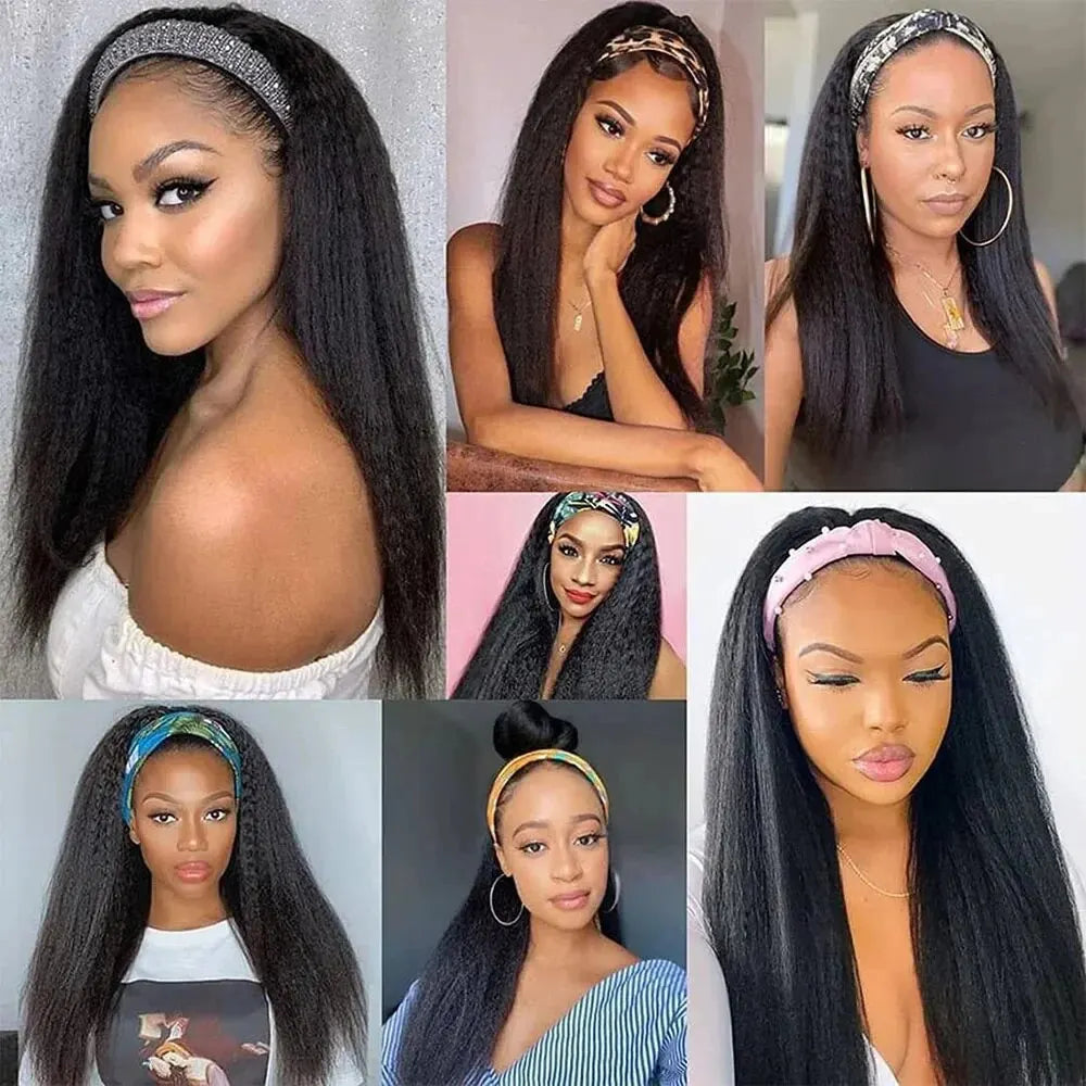 Kinky Straight Human Hair Headband Wig