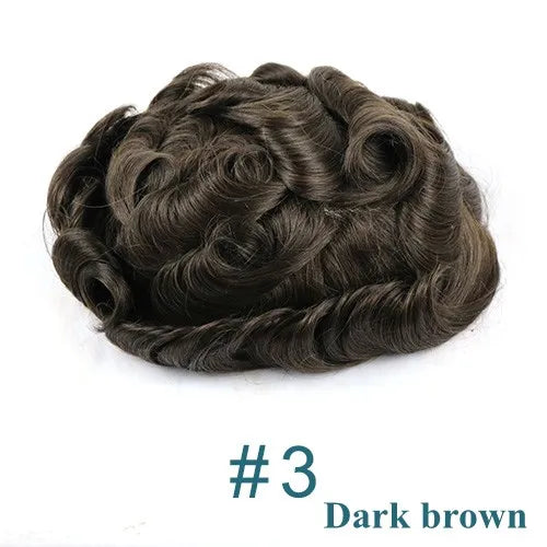 Natural Hairline Hair Replacement System(Toupee) V-loop 0.06-0.08mm PU Base Straight/Wavy - Colors 4, 5 , 6 & 60R Available
