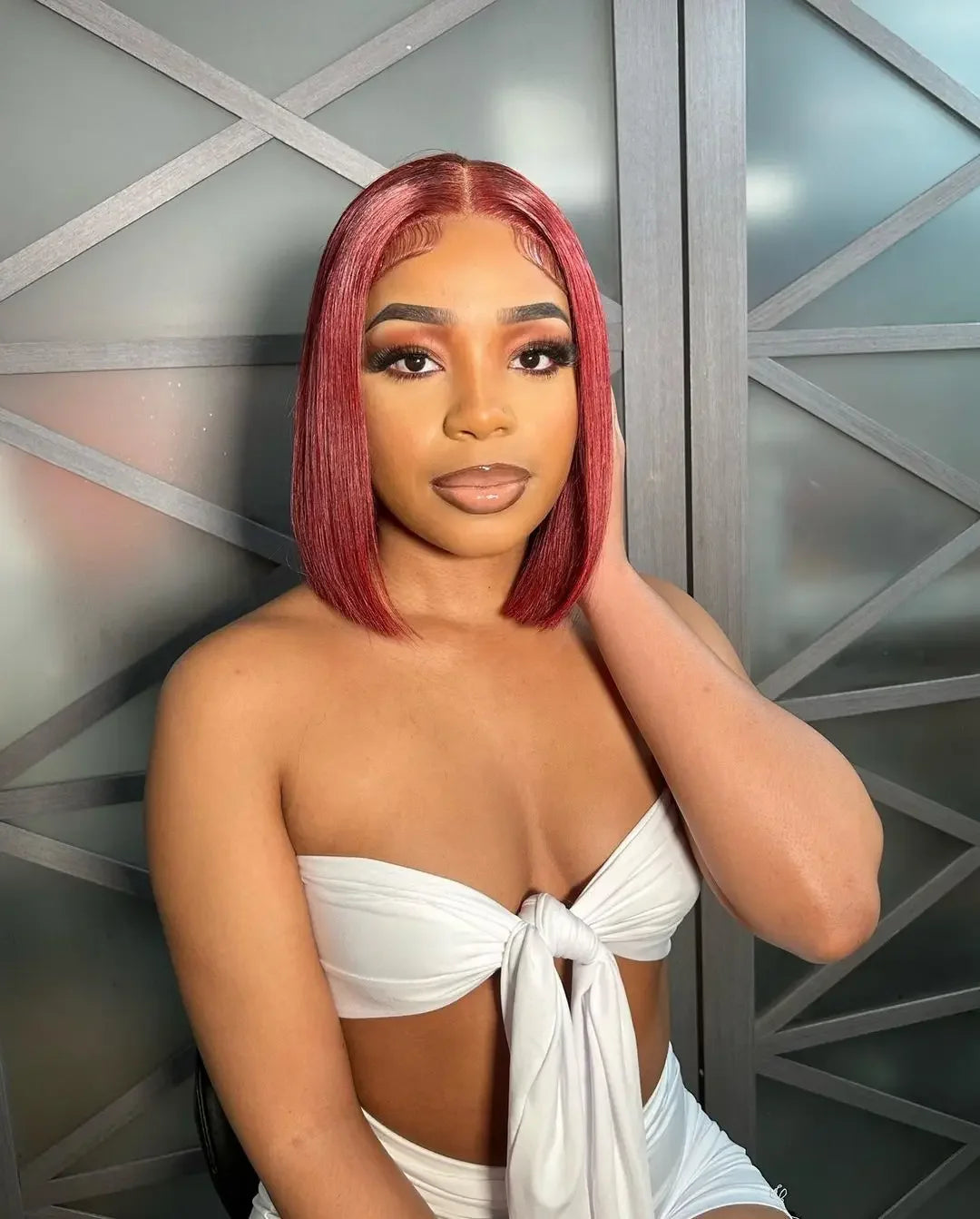 99J Burgundy 13x4 Straight Bob Pre Plucked Pre Cut Transparent Lace Human Hair Glueless Wig
