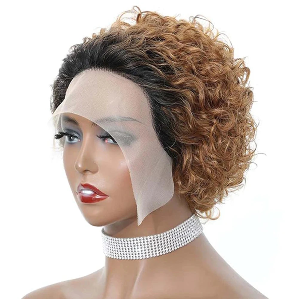 Pixie Cut Spring Curl - Lace Frontal Human Hair Wig - Various Colors Available