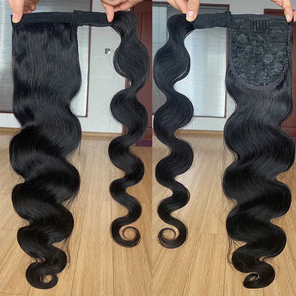 Body Wave Wrap Around Human Hair Ponytail, 100g & 120g Available