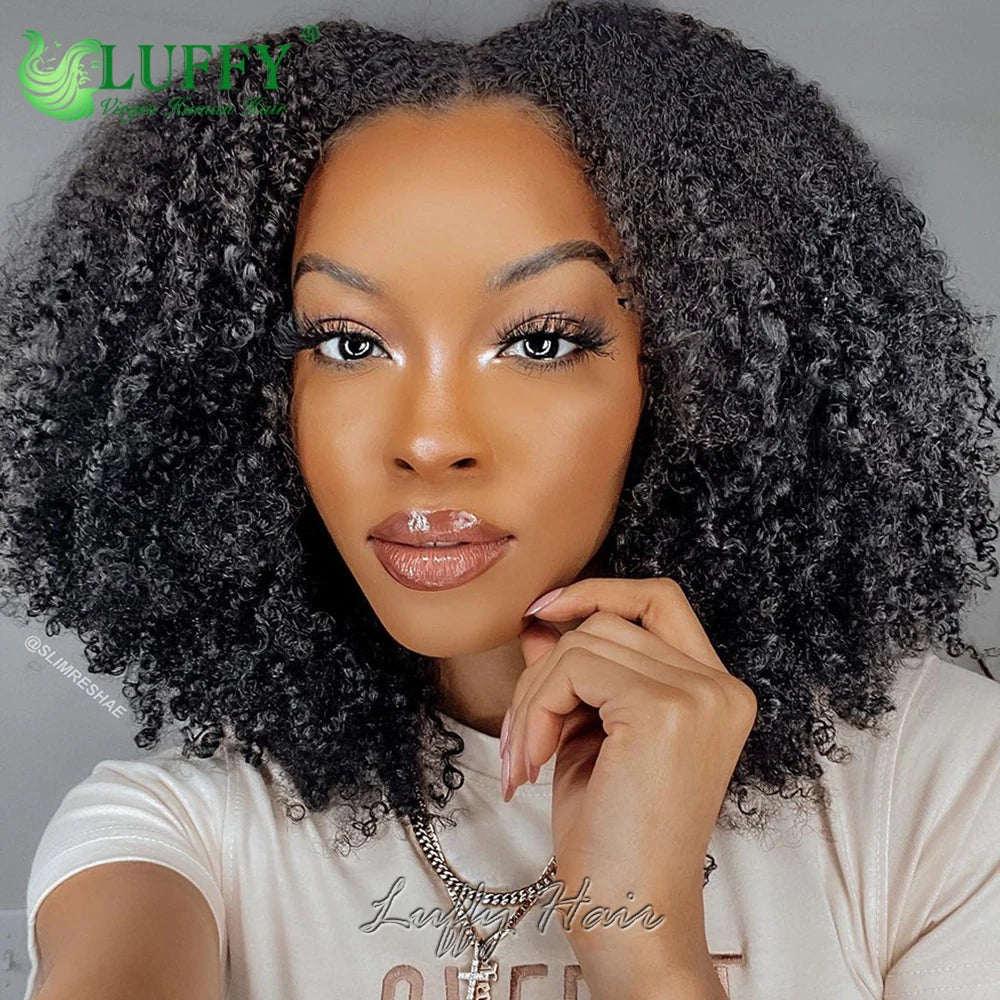 Afro Kinky Curly U & V Part Human Hair Wigs