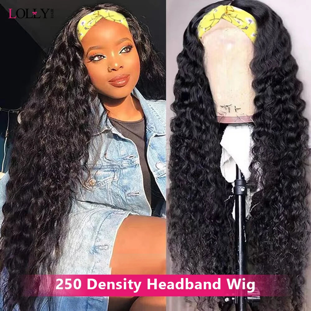 Kinky Curly Human Hair Headband Wig