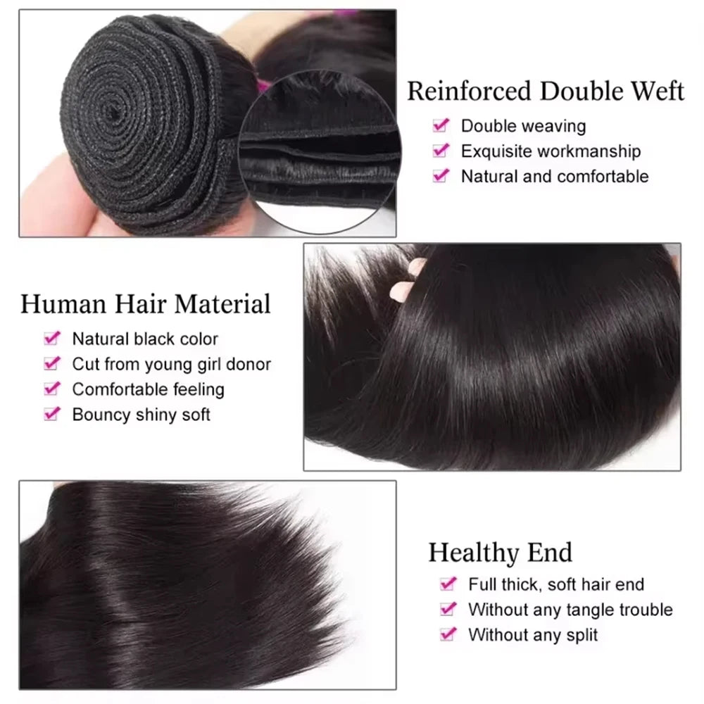 Straight Brazilian Weave Raw Human Hair Bundles