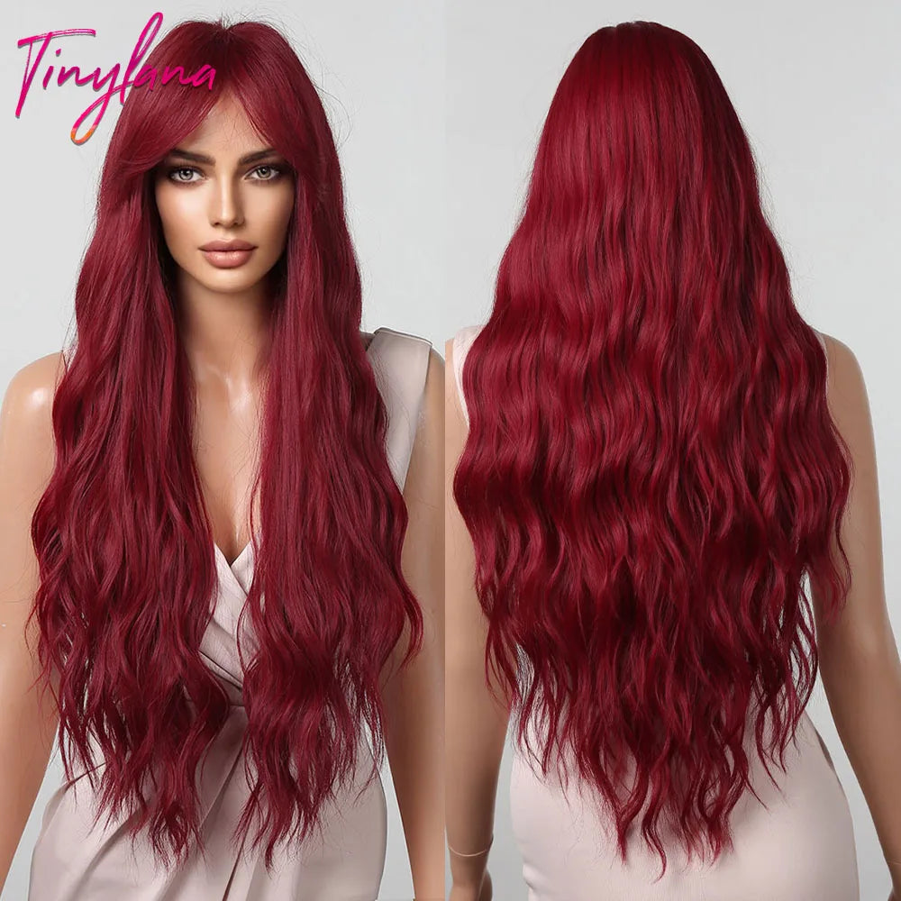 Long Curly Wavy Synthetic Wigs with Bangs