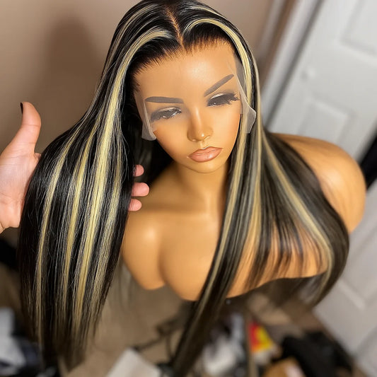 1B/27 Straight Highlight 13x4 HD Lace Frontal Human Hair Wig