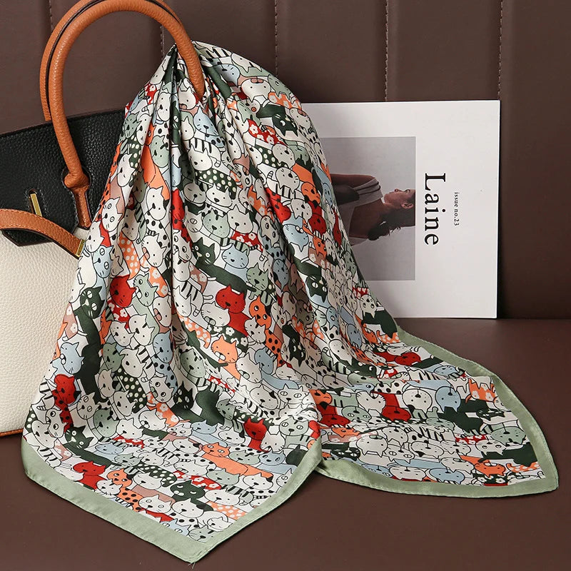 Luxury Print Satin Silk Square Scarfs