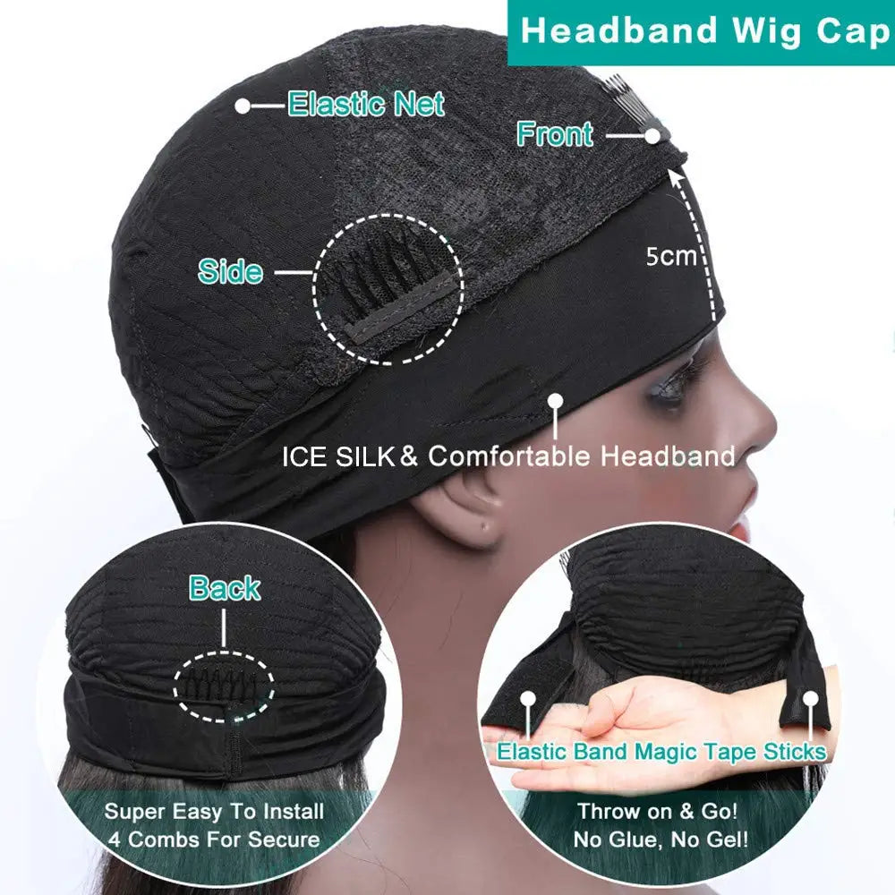 Kinky Yaki Straight Human Hair Headband Wig