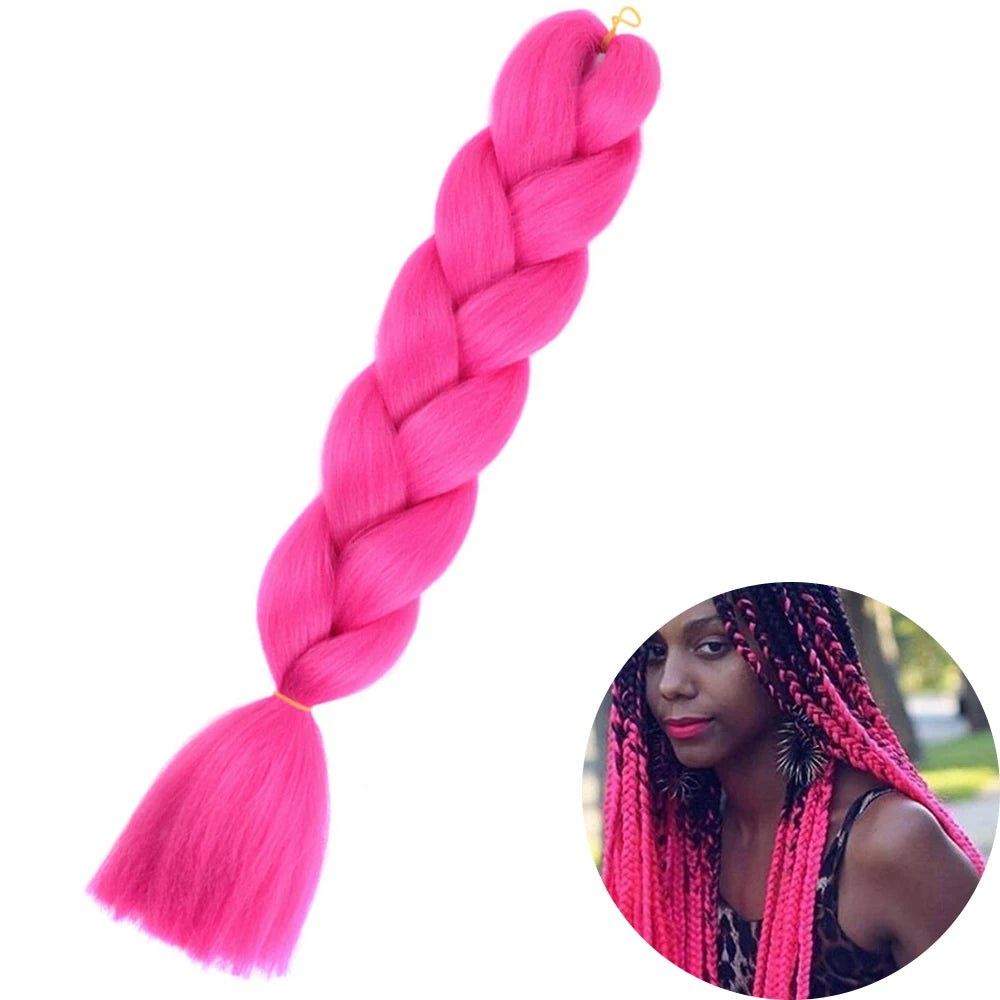 24" Synthetic Yaki Jumbo Braiding Hair - Various Colors Available